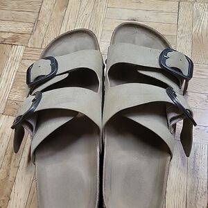 MIA Beige Sandals with Dark Buckles